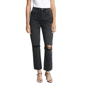 Pistola‎ Black Keaton High Rise Slim Straight Distressed Jeans Size 24